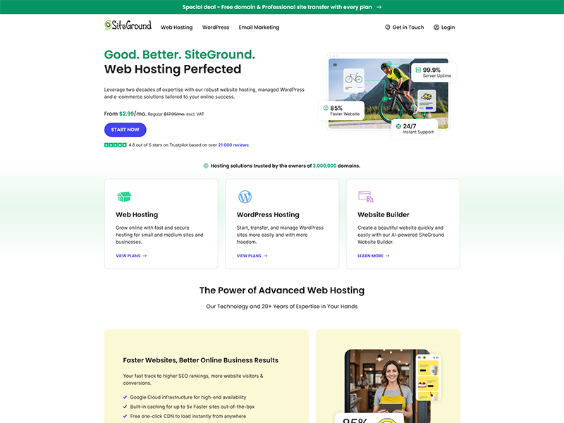 SiteGround – Best for Performance